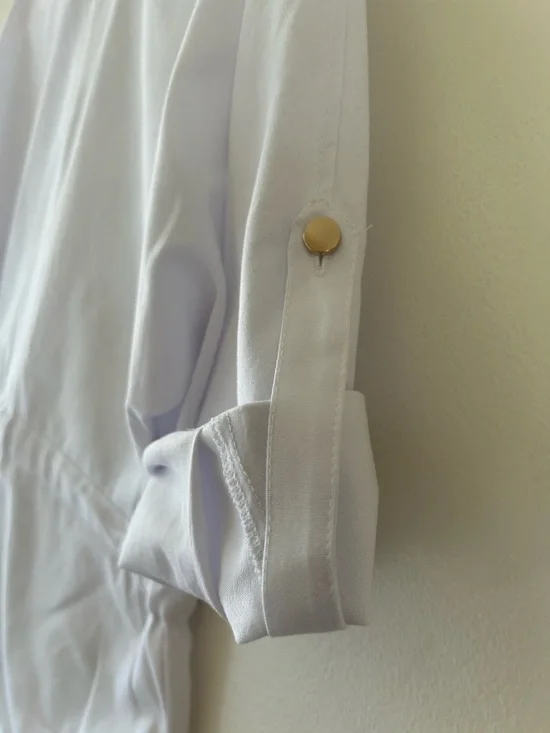 NWOT Zara White Button-Front Tie-Waist Shirt - Picture 7 of 11